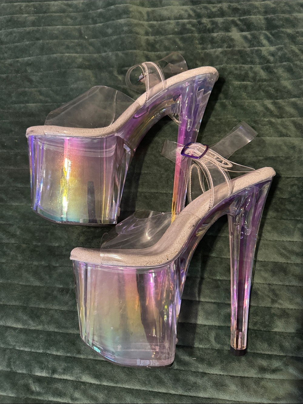 Pleaser Enchant Clear Iridescent Platform Heels size 9